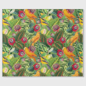 Orangefarbene Parks in tropischer Blume Dschungelm Geschenkpapier (Flach)