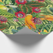 Orangefarbene Parks in tropischer Blume Dschungelm Geschenkpapier (Ecke)