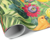 Orangefarbene Parks in tropischer Blume Dschungelm Geschenkpapier (Rolleneckpunkt)