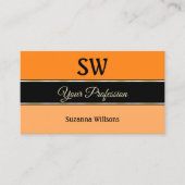 Orangefarbene Pfirsichstreifen mit Monogramm und F Visitenkarte (Vorderseite)