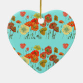 Orangefarbene Pfoten Flora Aqua Poppy Girls Name Keramik Ornament (Hinten)