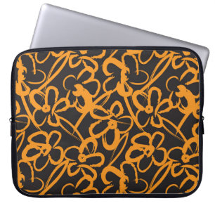 Orangefarbene Pinselstriche nahtlos Muster zurückz Laptopschutzhülle