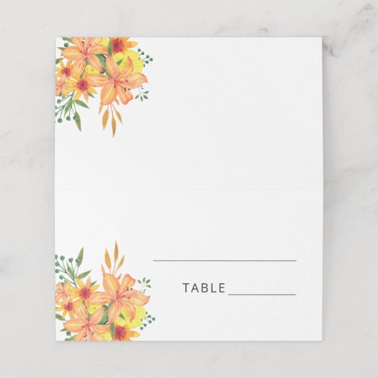 Orangefarbene Platzkarte (Außenseite Aufgefaltet)