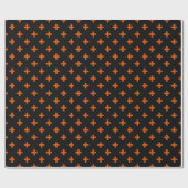 Orangefarbene Polka-Kreuze auf schwarz Geschenkpapier (Flach)