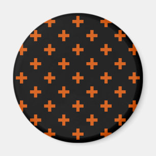 Orangefarbene Polka-Kreuze auf schwarz Magnet