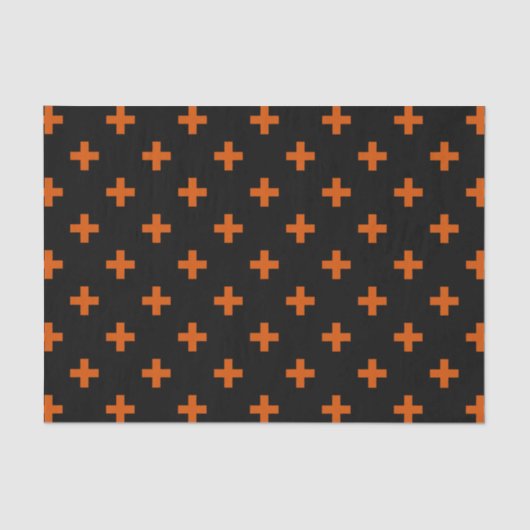 Orangefarbene Polka-Kreuze auf schwarz Seidenpapier (Vorderseite)