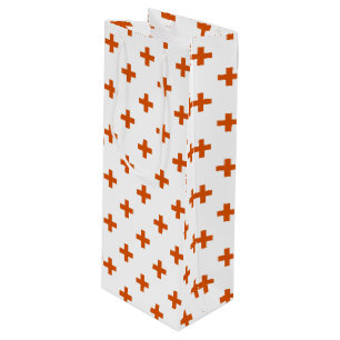 Orangefarbene Polka-Kreuze auf weiß Geschenktüte Für Weinflaschen