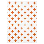 Orangefarbene Polka-Kreuze auf weiß Klemmbrett (Rückseite)