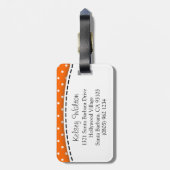 Orangefarbene Polka-Punkte mit Namen Gepäckanhänge Gepäckanhänger (Rückseite vertikal)