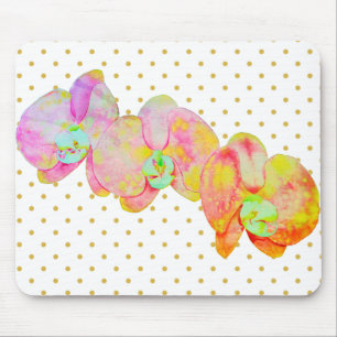 Orangefarbene Polka-Punkte Mousepad