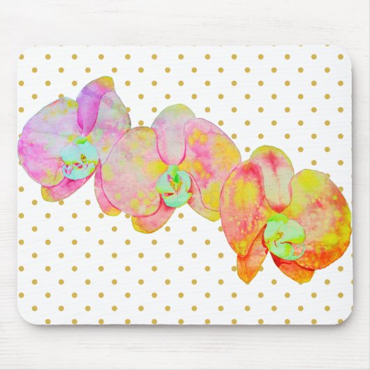 Orangefarbene Polka-Punkte Mousepad (Vorne)