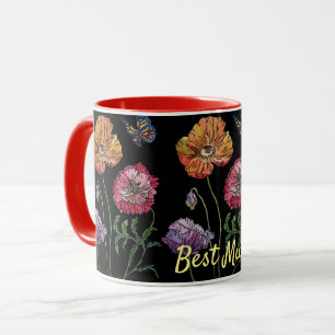 Orangefarbene Poppe Blume Beste Mäuse Tasse