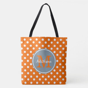 Orangefarbene Punkte Silver Monogram und Personali Tasche