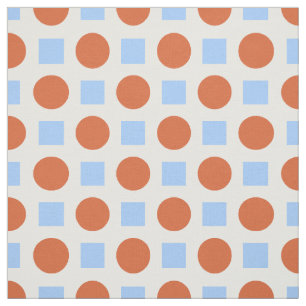 Orangefarbene Punkte und blaue Quadrate Stoff