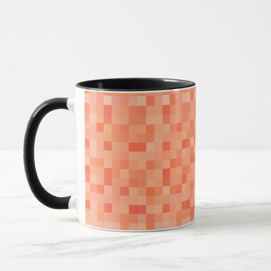 Orangefarbene quadratische Pixel Tasse (Links)