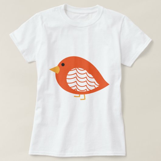 Orangefarbene, raue Vögel T - Shirt (Design vorne)