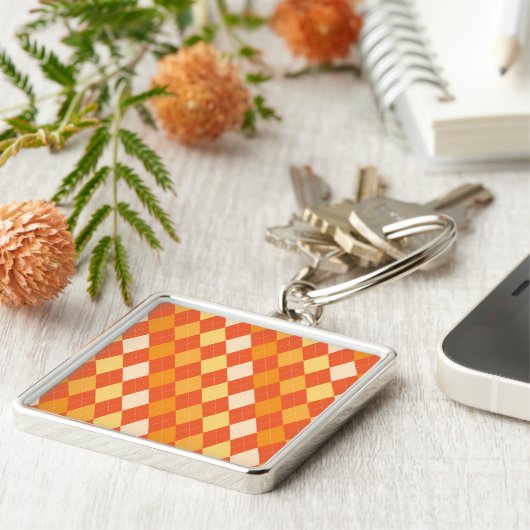 Orangefarbene Raute Schlüsselanhänger (Seite)