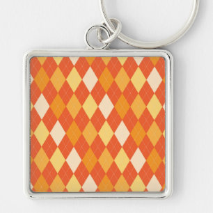 Orangefarbene Raute Schlüsselanhänger
