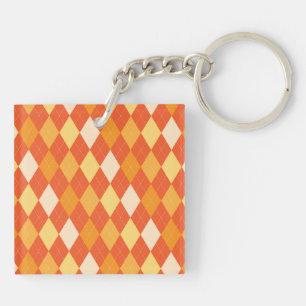 Orangefarbene Raute Schlüsselanhänger