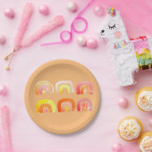 Orangefarbene Regenbogen-niedliche Retrografik Pappteller (Party)