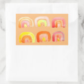 Orangefarbene Regenbogen-niedliche Retrografik Rechteckiger Aufkleber (Tasche)
