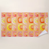 Orangefarbene Regenbogen-niedliche Retrografik Strandtuch (Vorderseite)