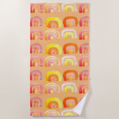 Orangefarbene Regenbogen-niedliche Retrografik Strandtuch (Vorderseite)