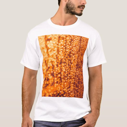 Orangefarbene Regentropfen auf Glas, abstrakter Hi T-Shirt (Vorderseite)