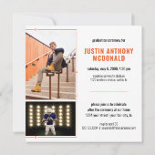 Orangefarbene Reihe von Tassels Zwei-Foto-Abschlus Einladung (Rückseite)