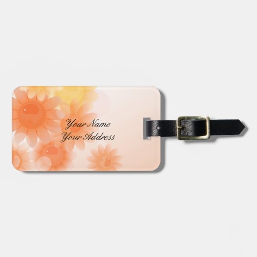 Orangefarbene romantische Vintage Blume Gepäckanhänger (Vorderseite horizontal)