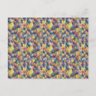 orangefarbene rosa blaue gelbe Herzen Postkarte