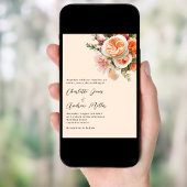 Orangefarbene rosa Blumen Hochzeit Einladung