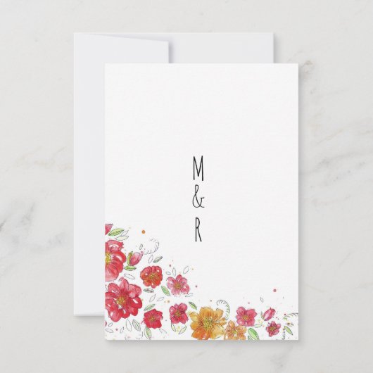 Orangefarbene Rosa Blütenlandschaft Hochzeit Einladung (Rückseite)