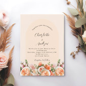 Orangefarbene Rosa-Floren Hochzeit Einladung