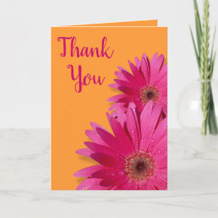 Orangefarbene rosa Gerbera-Daisy-Hochzeits-Dankesk Dankeskarte