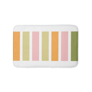Orangefarbene Rosa Gold und grüne Streifen Badematte