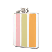 Orangefarbene Rosa Gold und grüne Streifen Flachmann (Links)