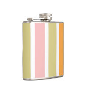 Orangefarbene Rosa Gold und grüne Streifen Flachmann (Rechts)