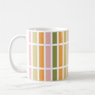 Orangefarbene Rosa Gold und grüne Streifen Kaffeetasse