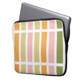 Orangefarbene Rosa Gold und grüne Streifen Laptopschutzhülle (Vorderseite Links)