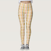 Orangefarbene Rosa Gold und grüne Streifen Leggings (Vorderseite)