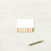 Orangefarbene Rosa Gold und grüne Streifen Post-it Klebezettel (Auf Schreibtisch)