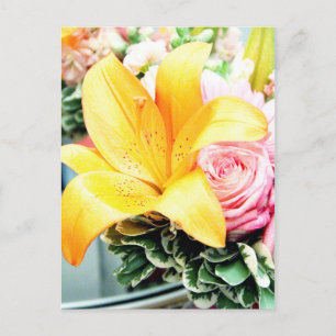 orangefarbene rosa Hochzeitsblumen Stern Lilie Ros Postkarte