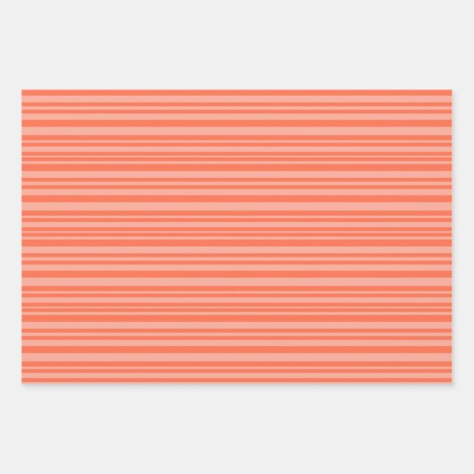 Orangefarbene rosa und grüne Streifen Geschenkpapier Set (Vorderseite)