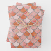 Orangefarbene, rosa und silberne Meerjungenskala Geschenkpapier Set (Beispiel)