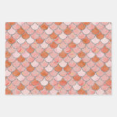 Orangefarbene, rosa und silberne Meerjungenskala Geschenkpapier Set (Vorderseite)