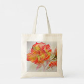 Orangefarbene Rose Aquarellmalerei Tote Beutel Tragetasche (Rückseite)
