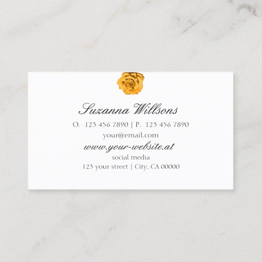 Orangefarbene Rose auf Schlichtem Pfirsichweiß mit Visitenkarte (Rückseite)