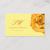 Orangefarbene Rose bei Schlichten Peach White Init Visitenkarte (Vorderseite)