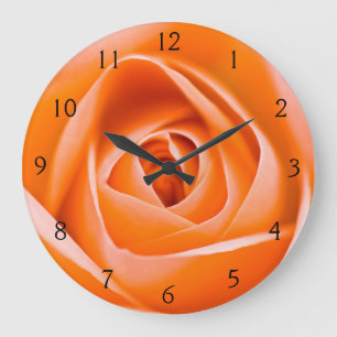 Orangefarbene Rose Blume Acryl-Wanduhr Große Wanduhr
